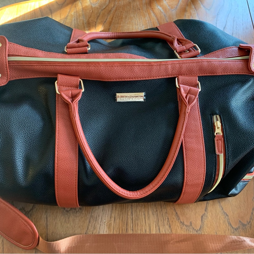 Convertible Garment Duffel Bag Black and Brown